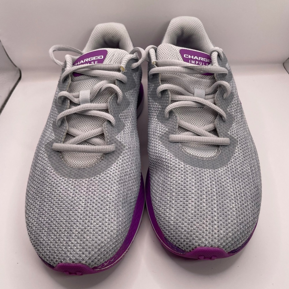 Under Armour Charged Impulse Gray Purple Running Shoes 3024886-104 Womens 9